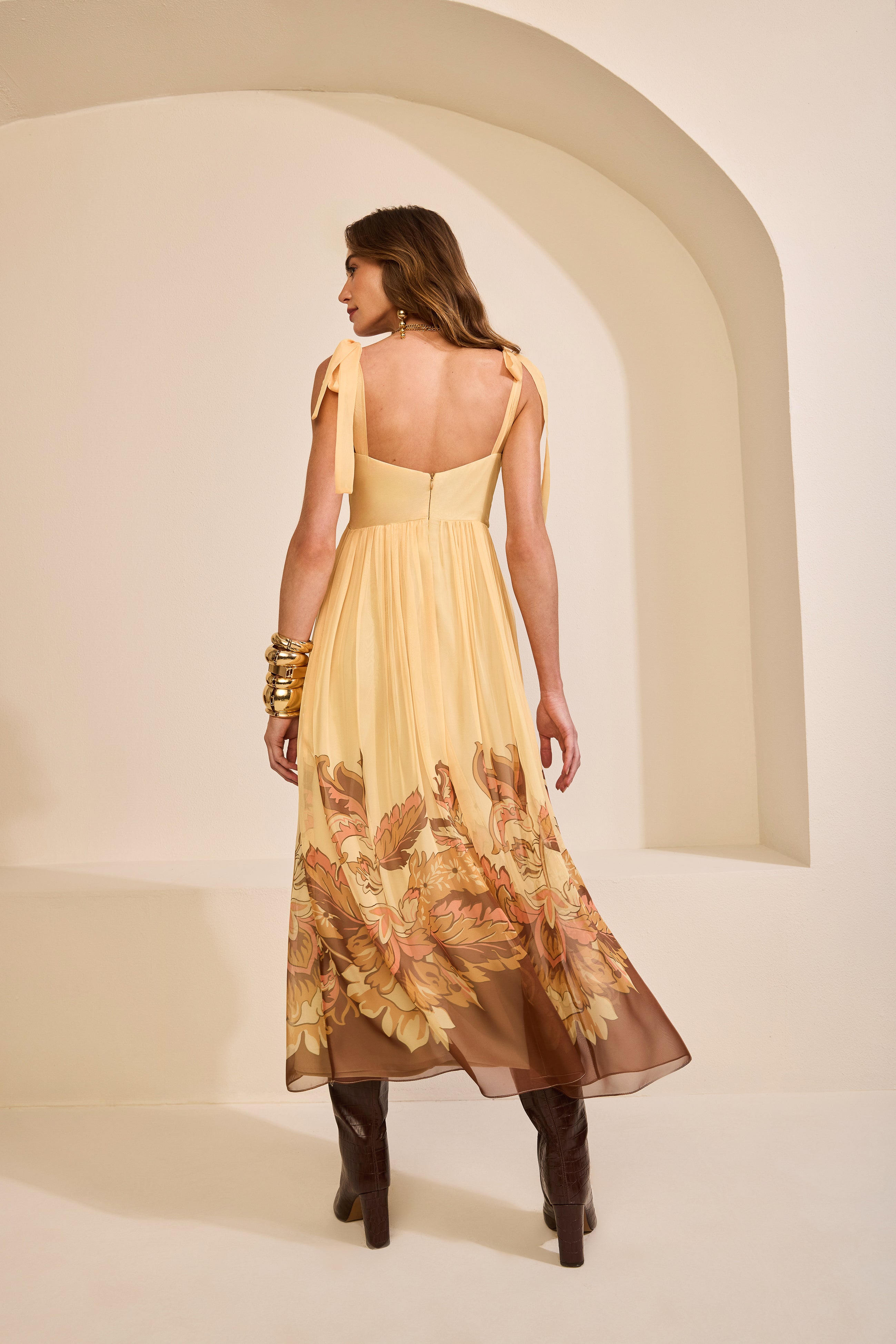 SK Midi Yellow Floral Dress