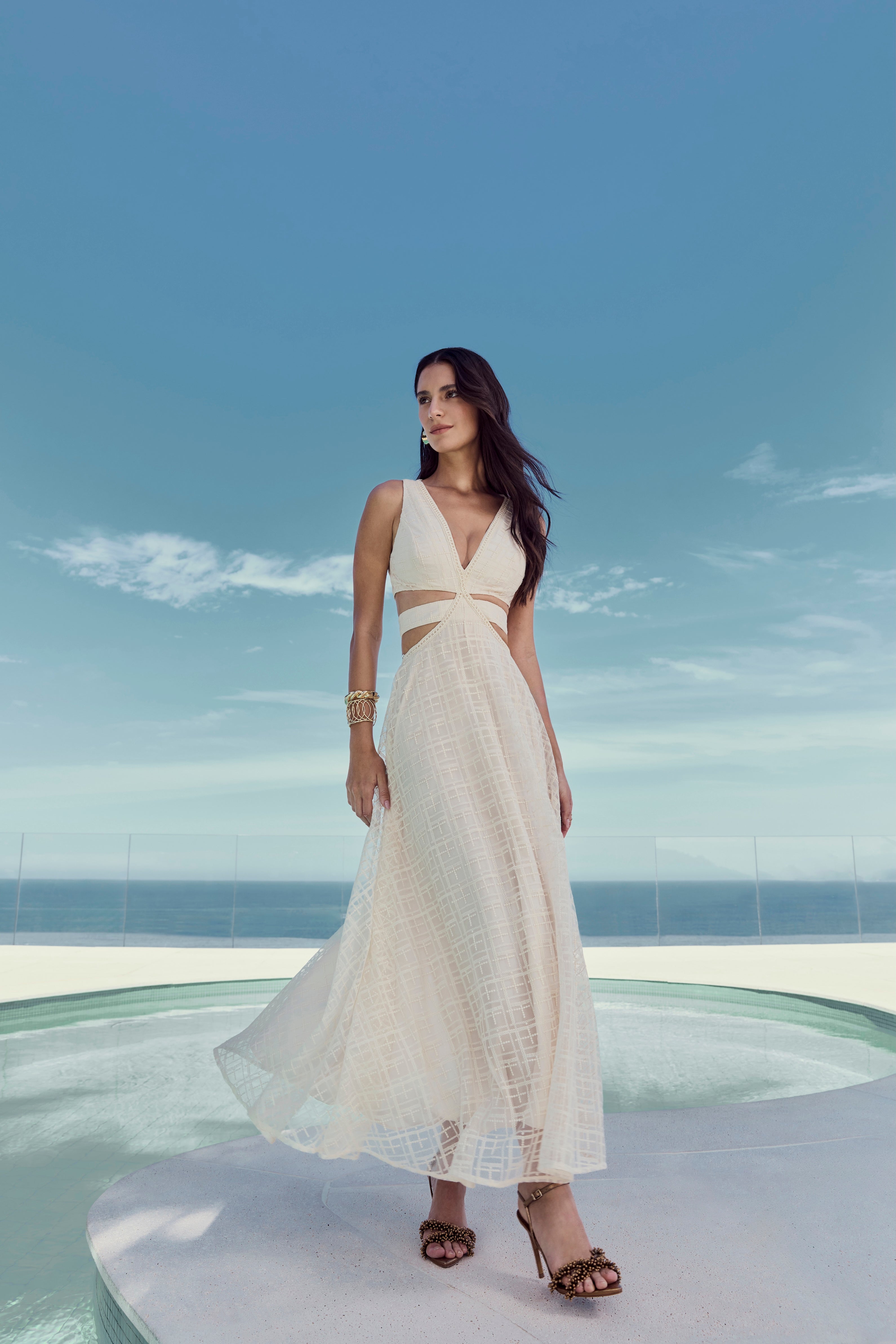 TD Off- White Midi Dress