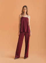 SK Burgundy Pants and Blouse Set