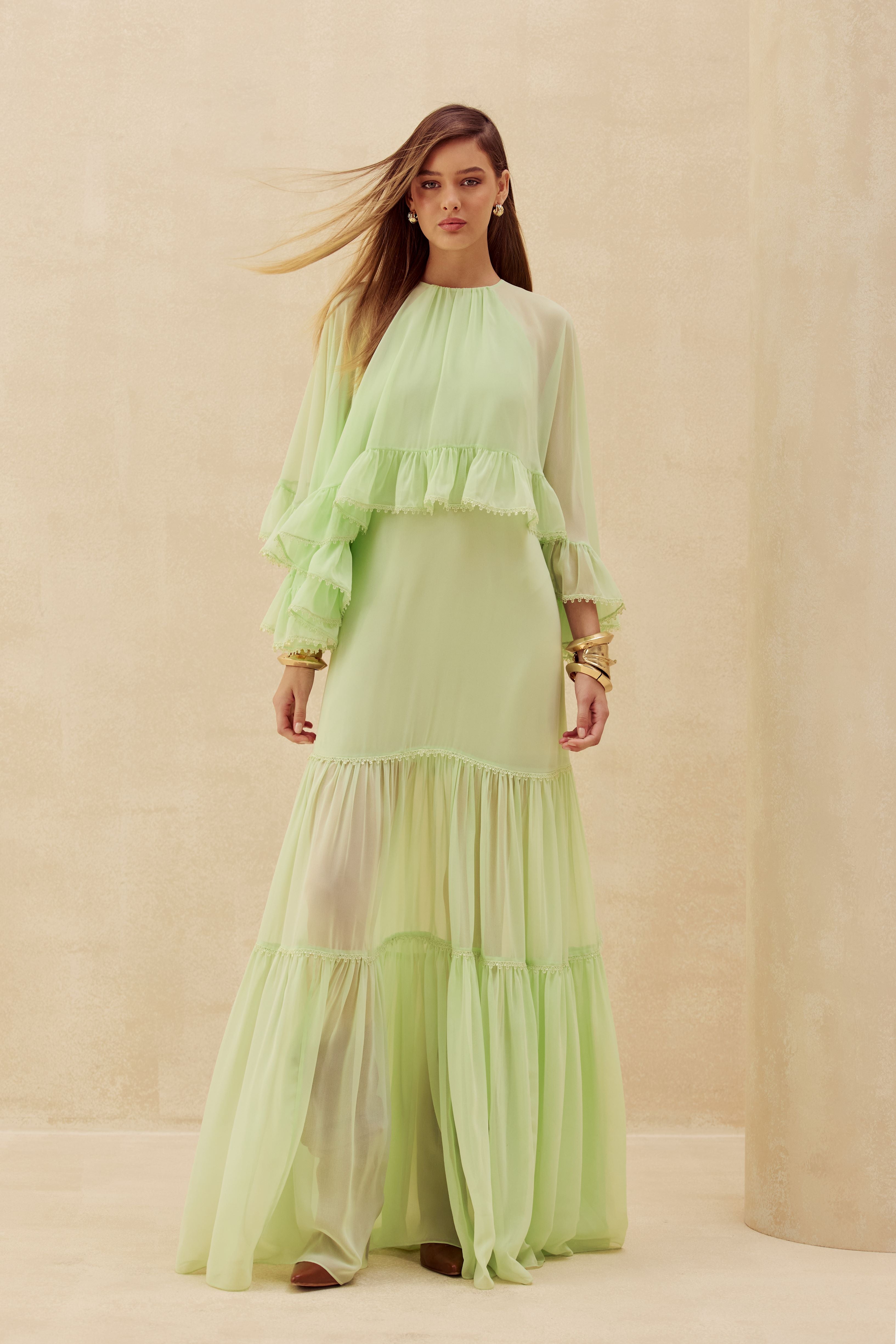 SK Green Long Dress