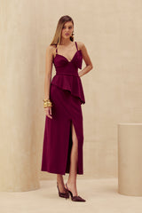 SK Burgandy Skirt and Blouse Set