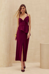SK Burgandy Skirt and Blouse Set