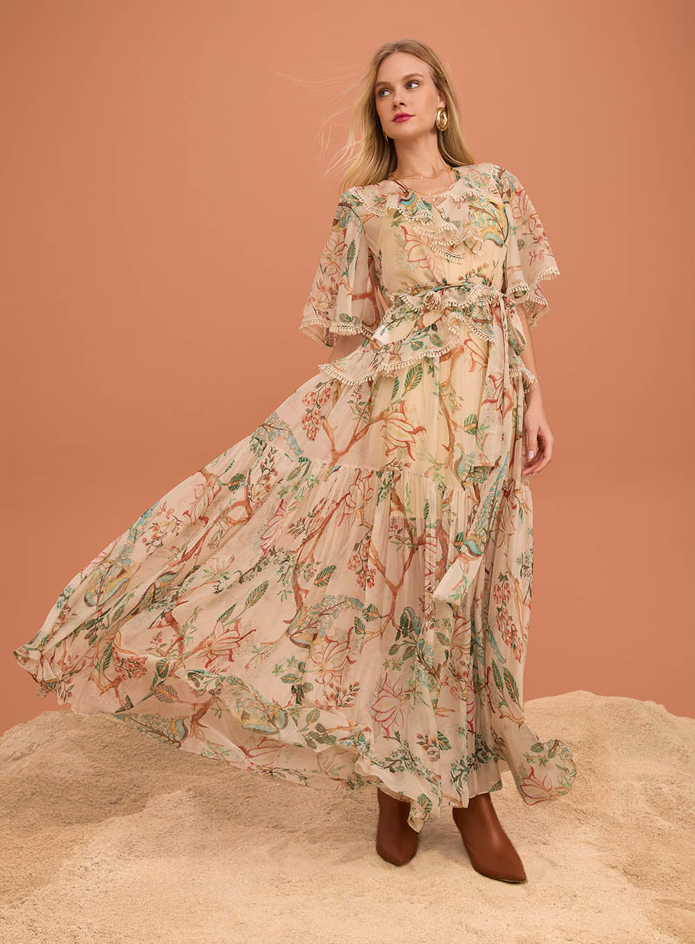 Vestido longo floral Sk