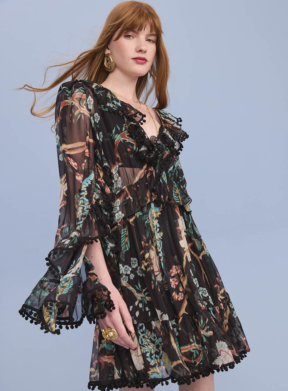SK Short Black Floral Dress