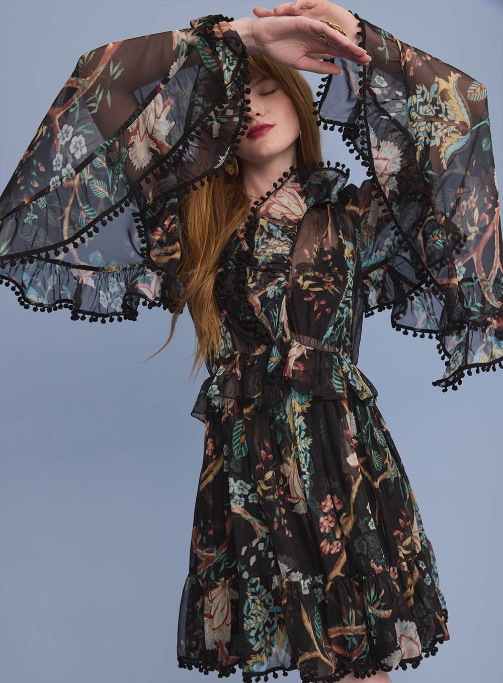 SK Short Black Floral Dress