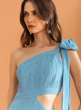 SK Blue One Shoulder Long Dress