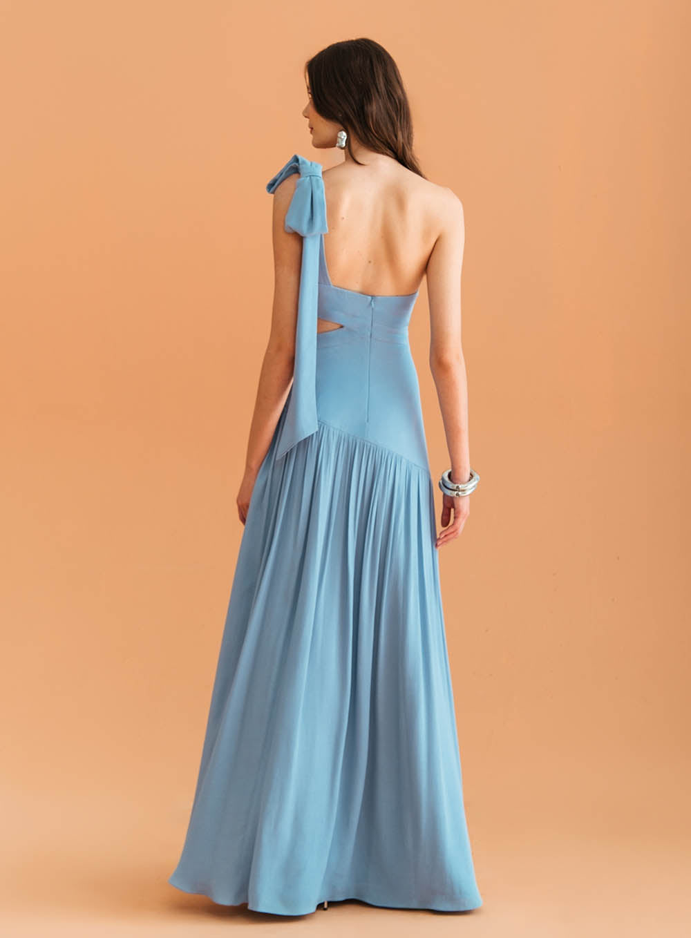 SK Blue One Shoulder Long Dress