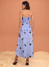 SK Stripped Midi Blue Dress