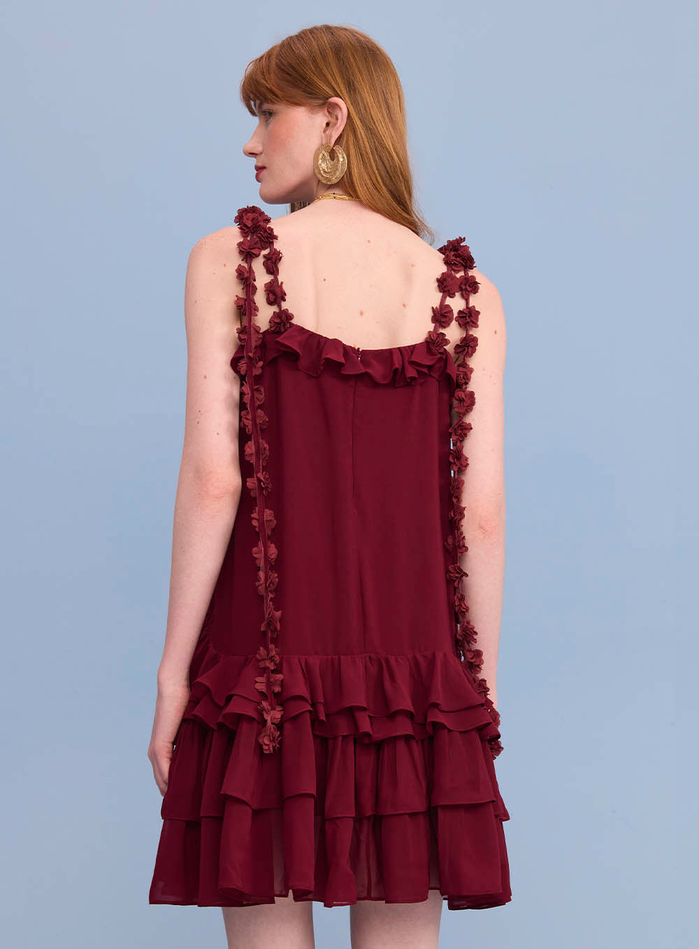 Sk Short Dress With Flower Aplications