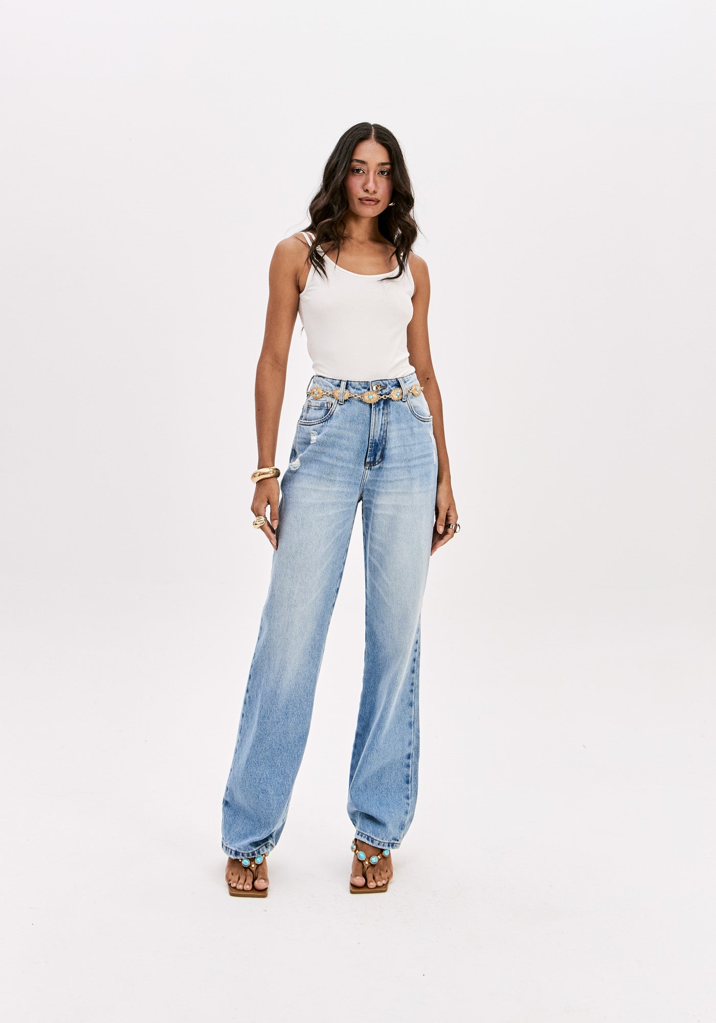 Calça Jeans Reta Cintura Super Alta LP