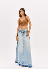 LP Long High-Waisted Denim Skirt