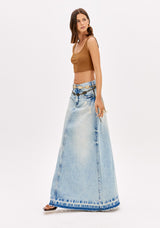 LP Long High-Waisted Denim Skirt