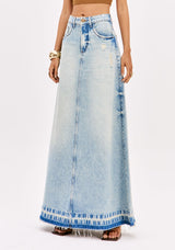 LP Long High-Waisted Denim Skirt