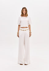 LP White Short Sleeve Blouse