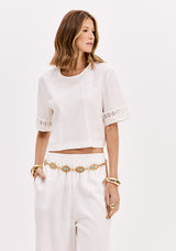 LP White Short Sleeve Blouse