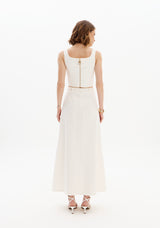 LP White Midi Lady Like Skirt