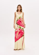 LP Yellow Long Printed Dress