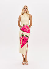 LP Yellow Midi Printed Dress