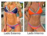 GB Navy Blue/Orange Crochet Bikini