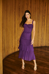 FC Violet Plissé Silk Midi Dress