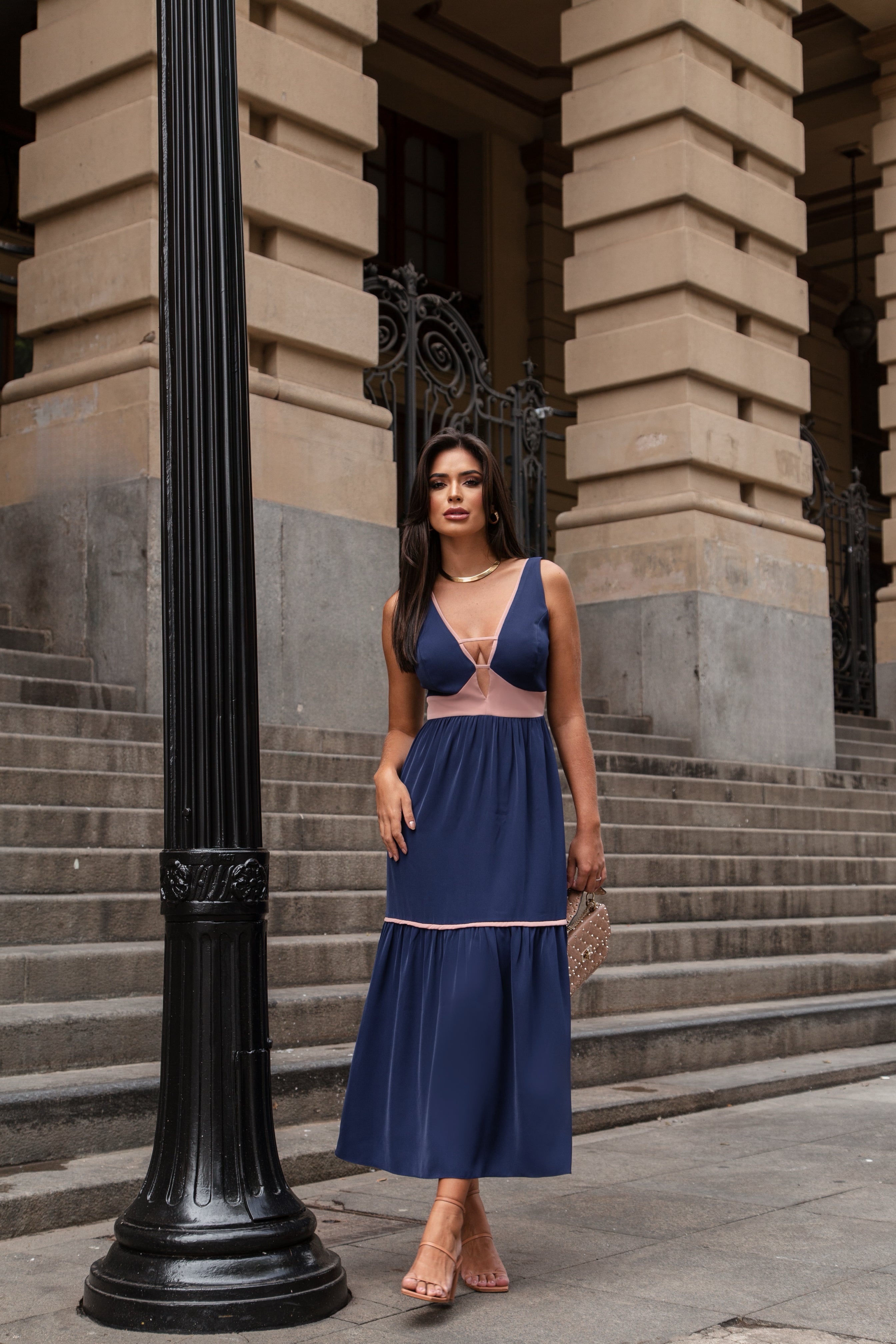 AL Duo Color Midi Dress
