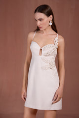 SK Off- White Short Dress