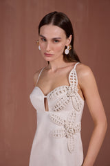SK Off- White Short Dress