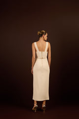 SK Off-White Midi Dress With Belt