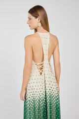 TD Green Polka Dot Long Dress