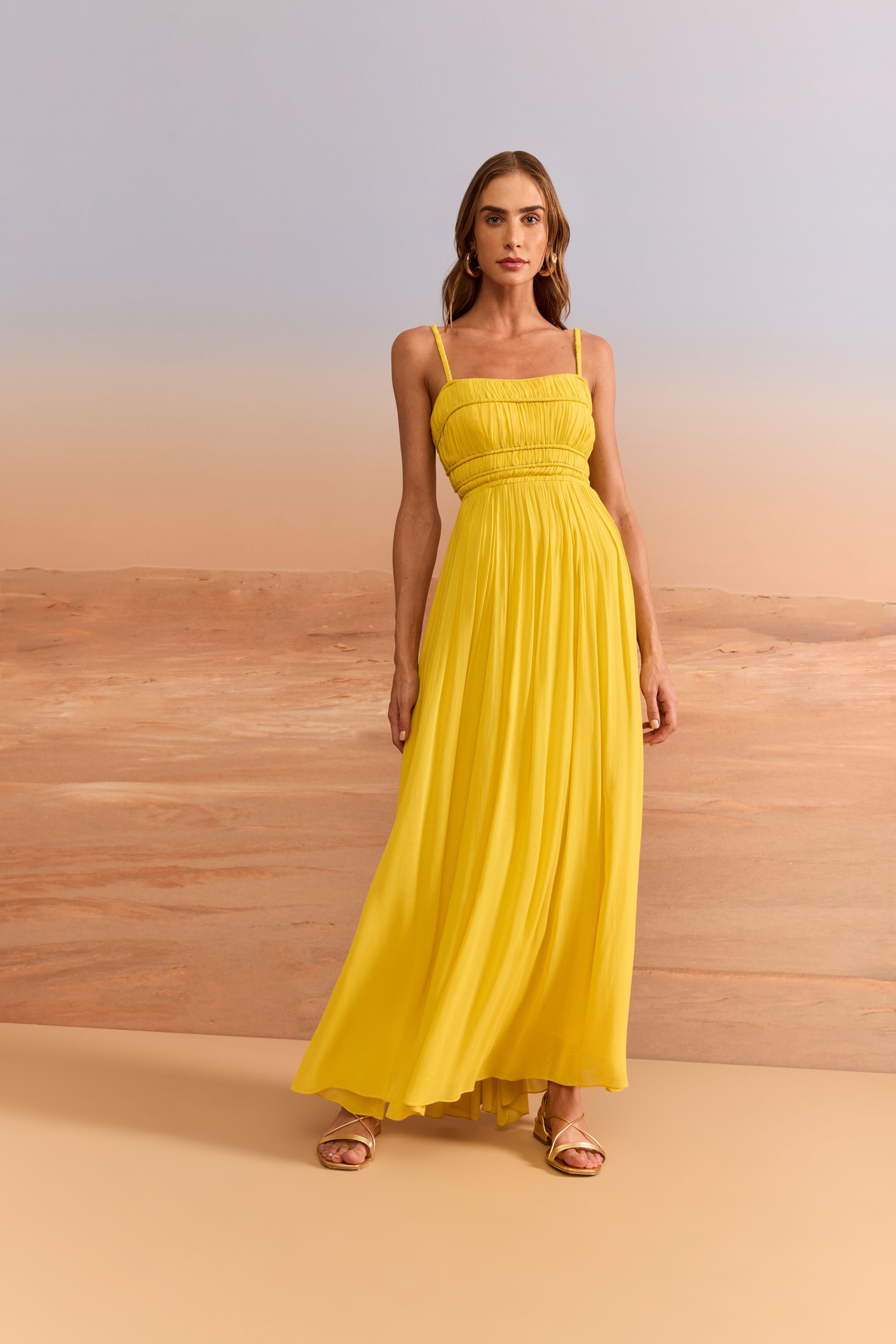 SK Yellow Draped Dress