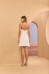 SK White Short Dress with Bow