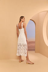 SK White Midi Lace Dress