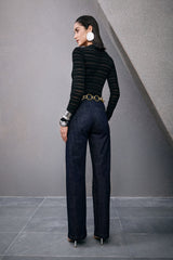 TD Striped Black Blouse
