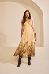 SK Midi Yellow Floral Dress