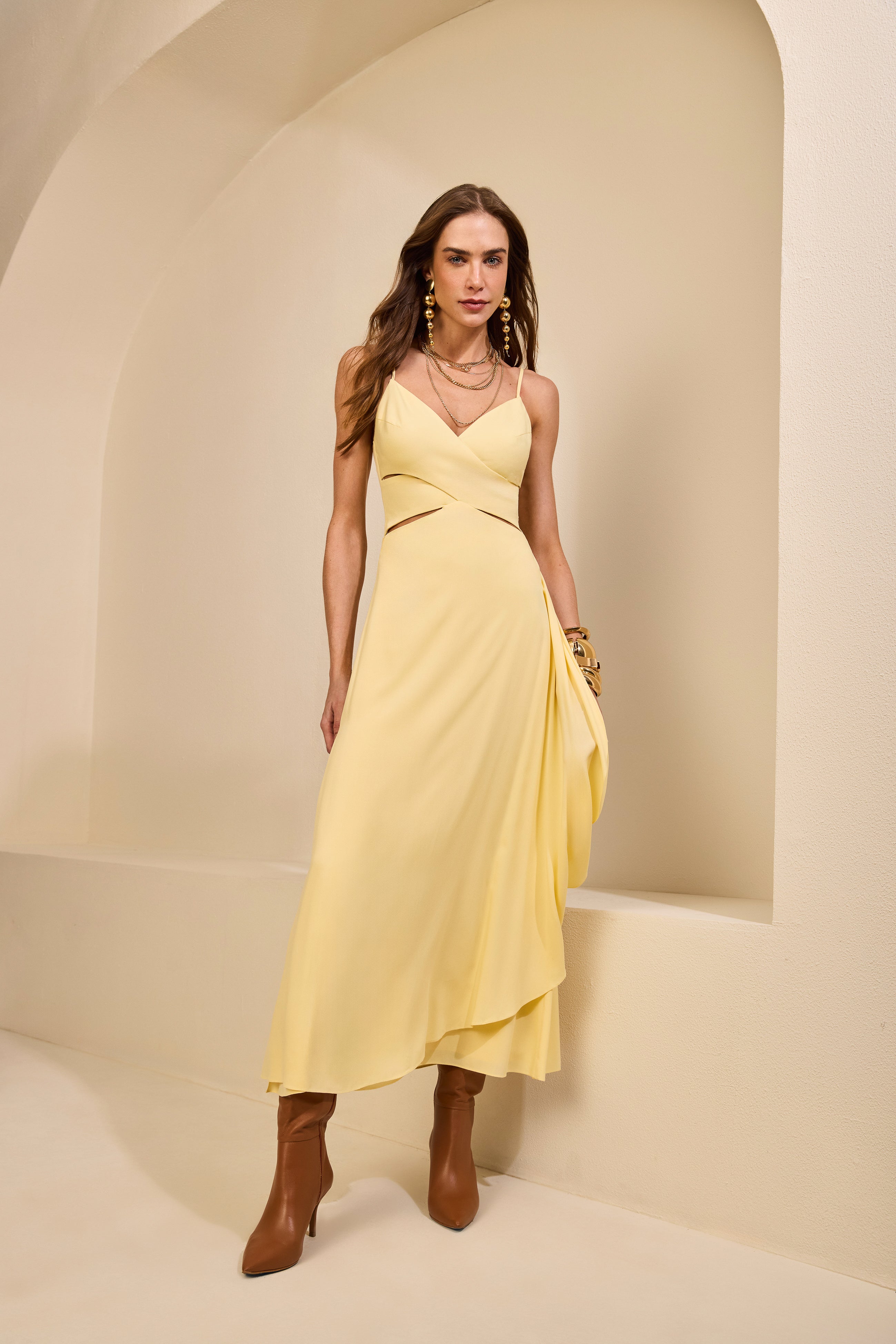 SK crossed Body yellow dress