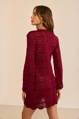 SK Burgundy Short Crochet Dress