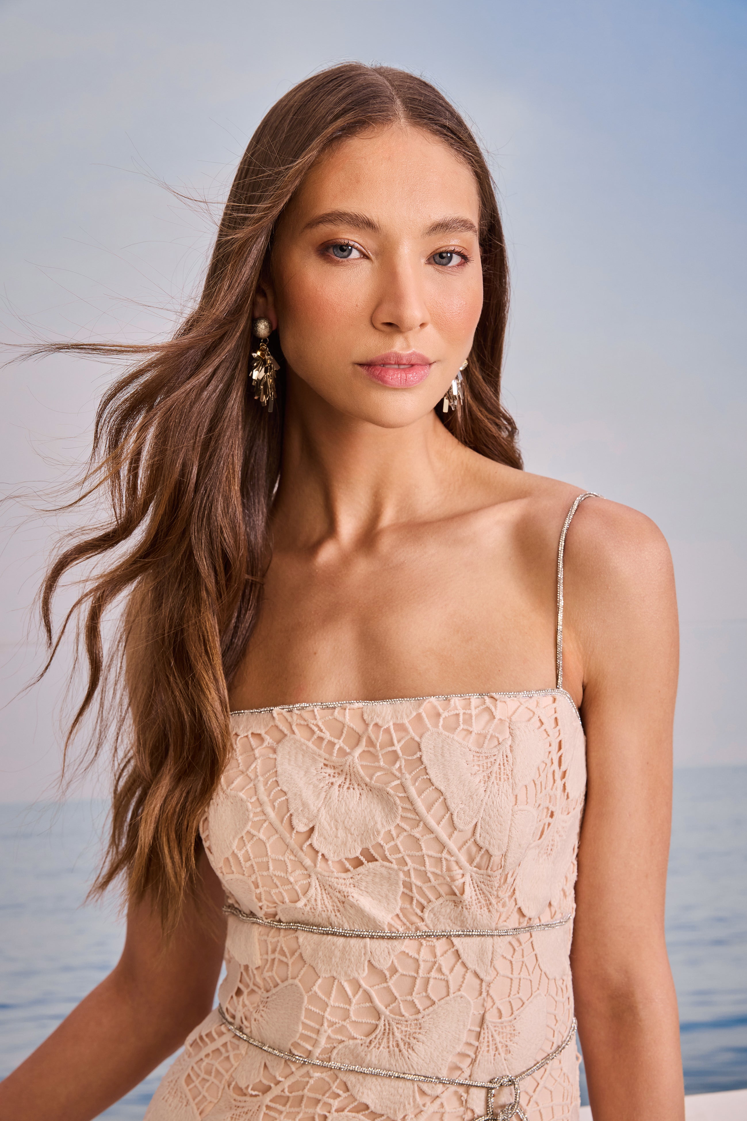 SK Pink Lace Midi Dress