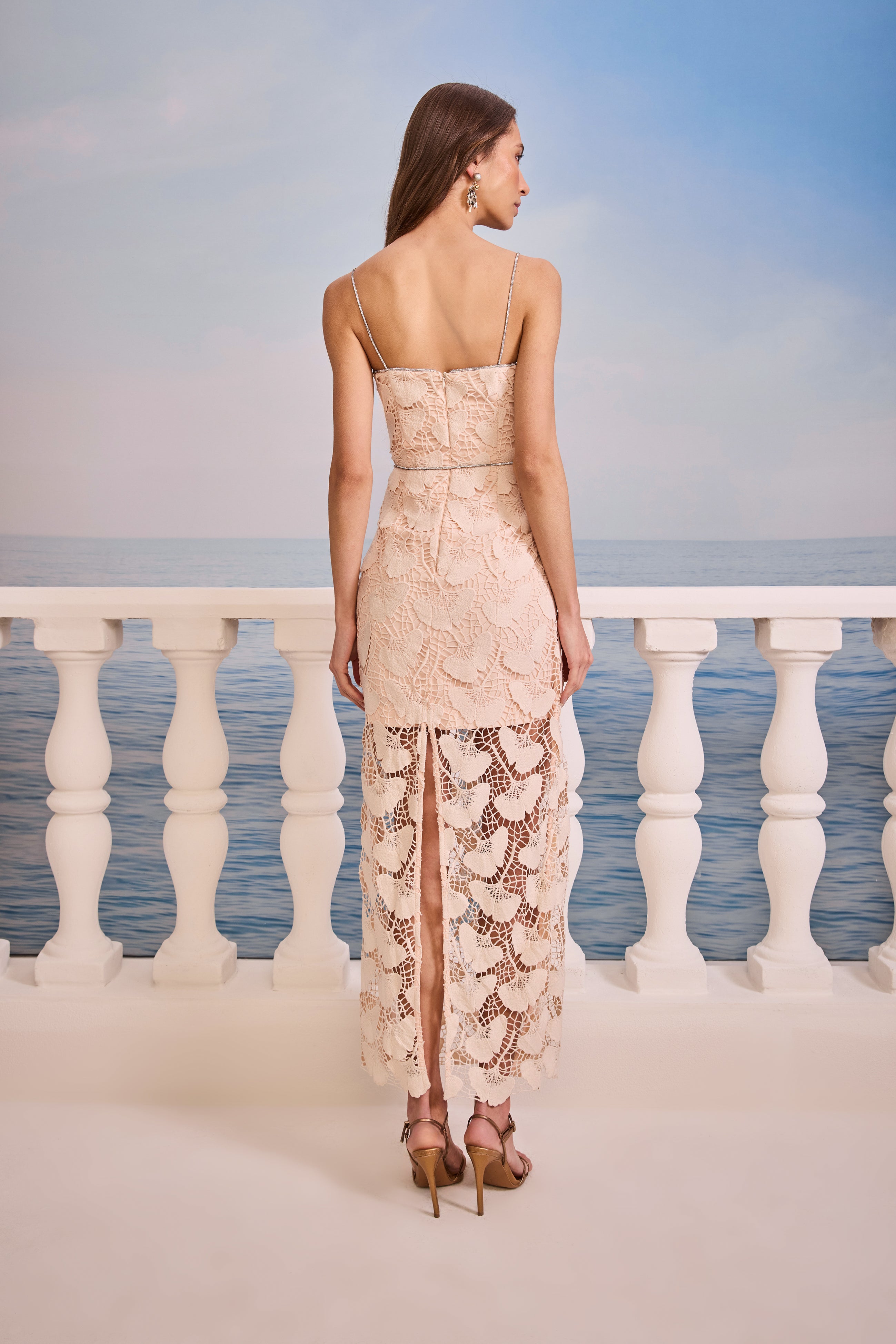 SK Pink Lace Midi Dress