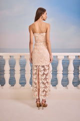 SK Pink Lace Midi Dress