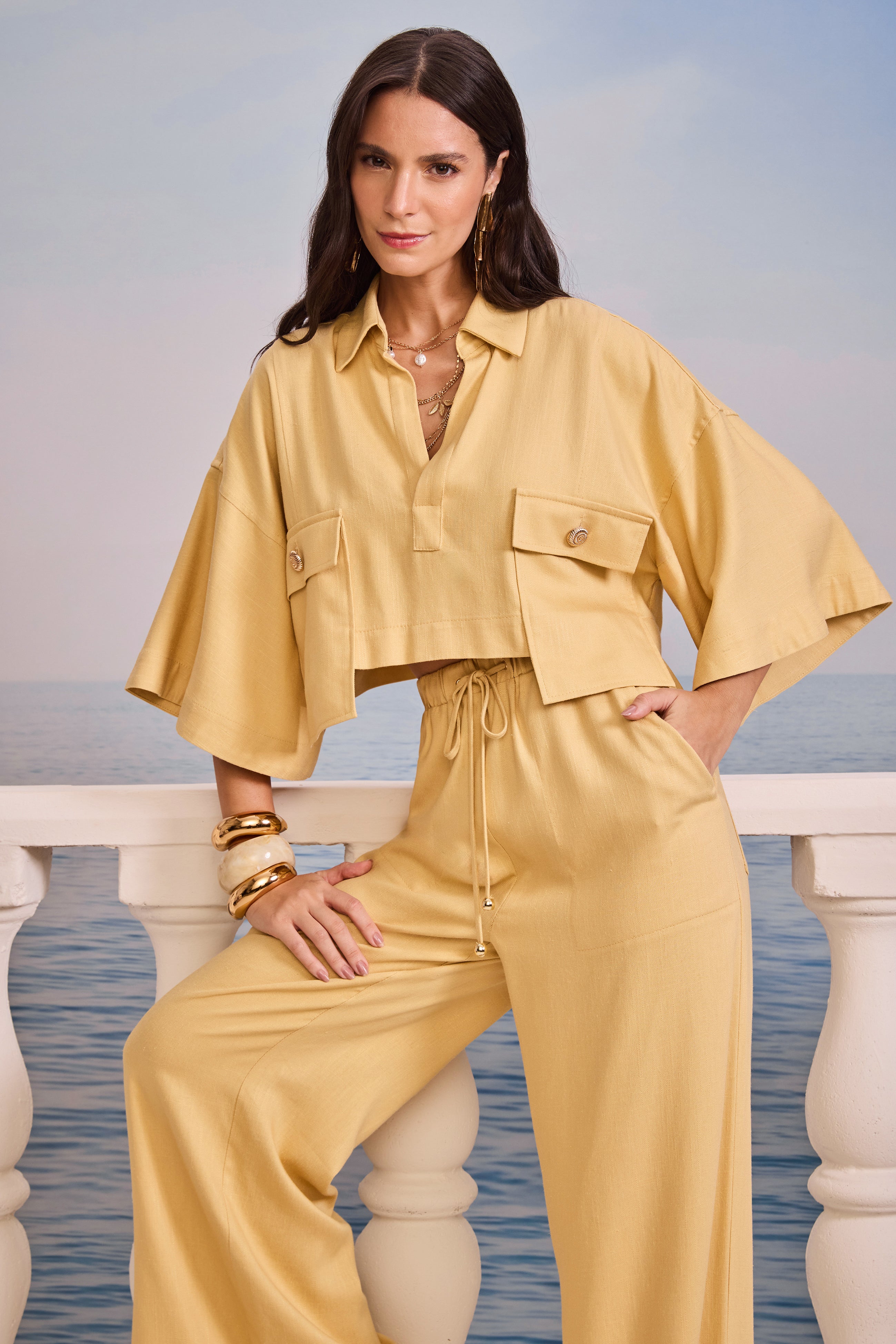 SK White Blouse and Pants Set