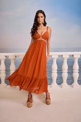 SK Rusted Orange Midi Dress