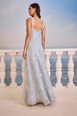 SK Long Lace Blue Dress