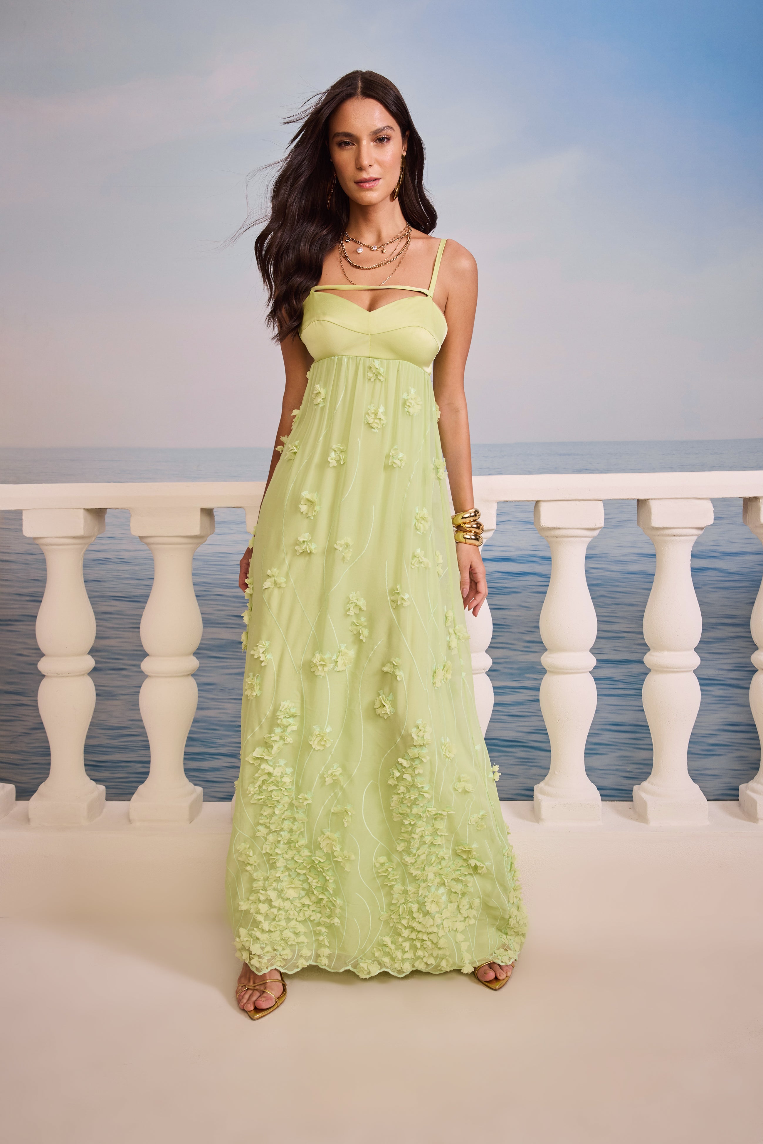 SK Green Long Dress