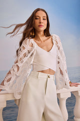 SK White Arabesco Blouse