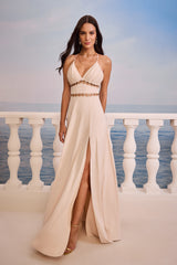 SK Light Beige Long  Dress