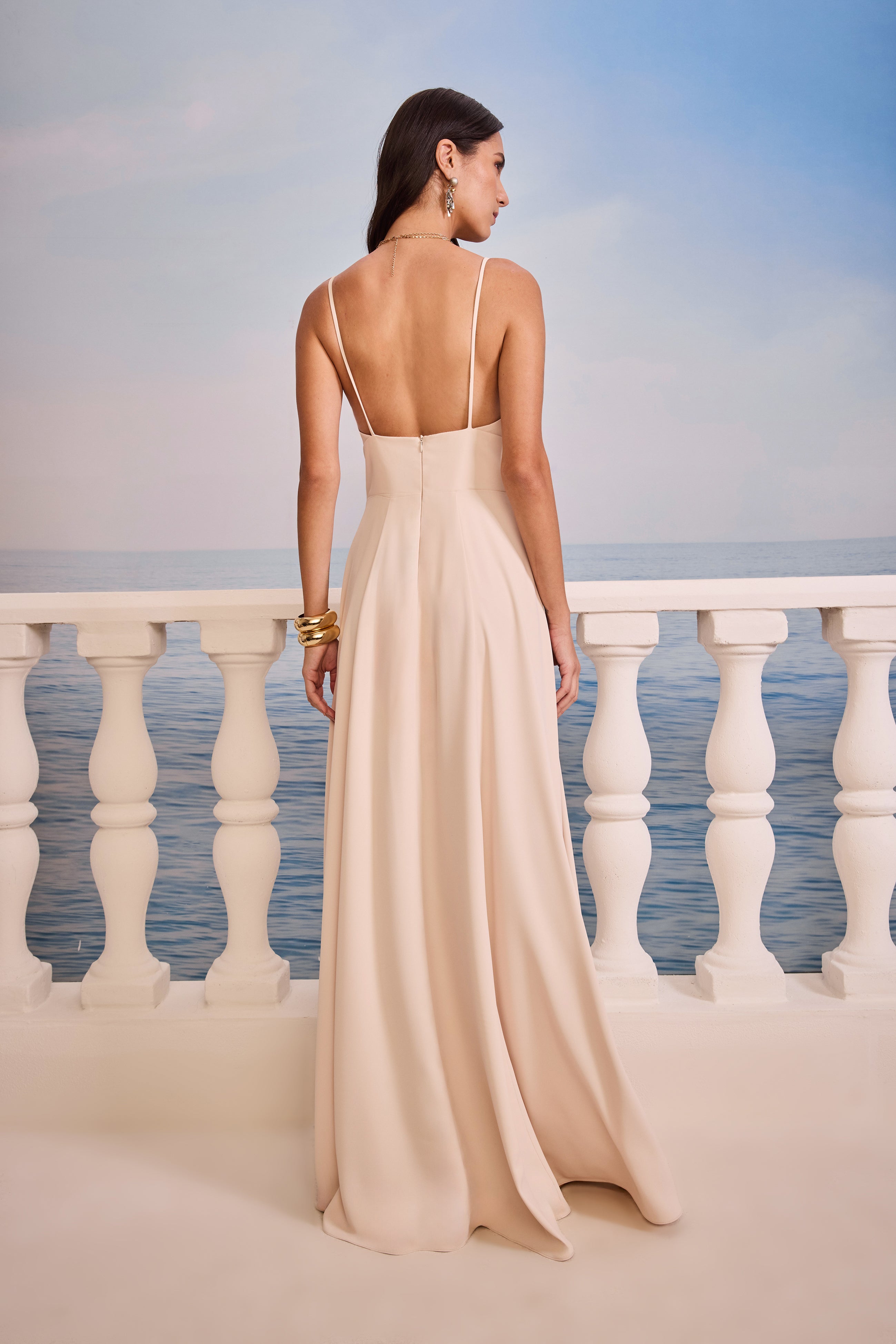 SK Light Beige Long  Dress