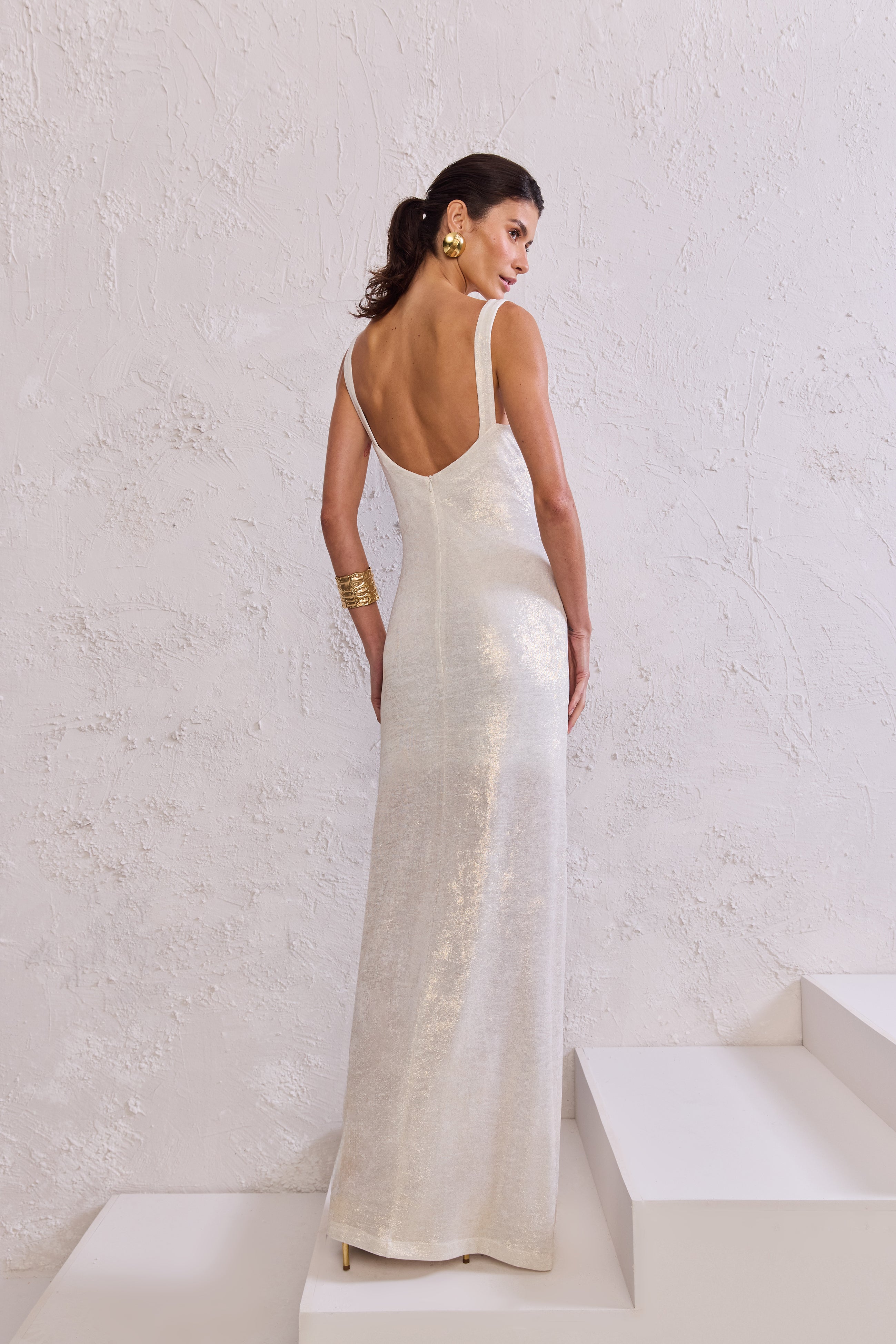 TD Long Off- White Dress