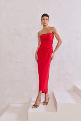 TD Red Jersey Midi Dress