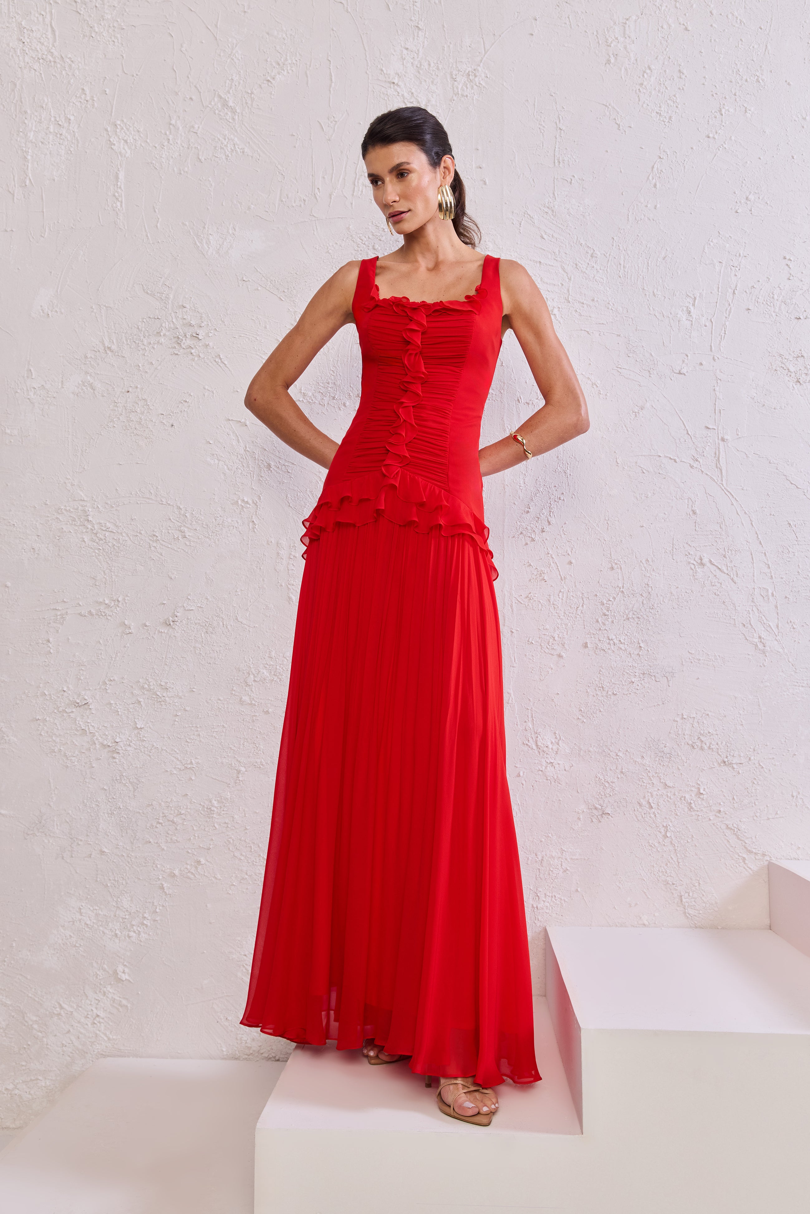 TD Red Long Dress