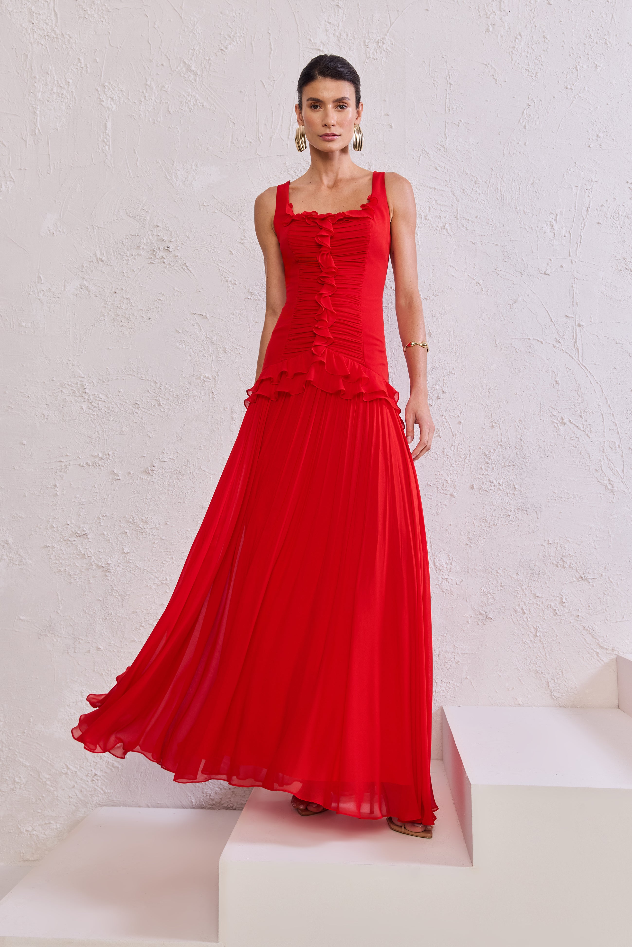 TD Red Long Dress